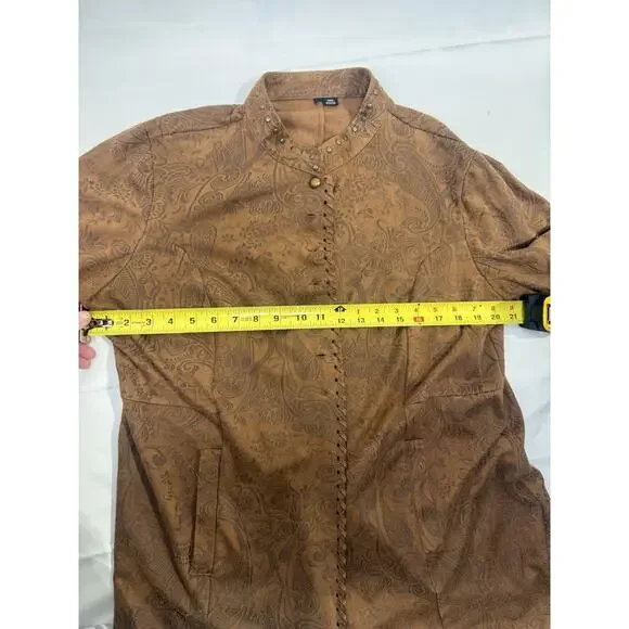 Scully Western Boho Tunic Jacket M/L Brown Paisley Jacquard Button Front Studded - Picture 6 of 8